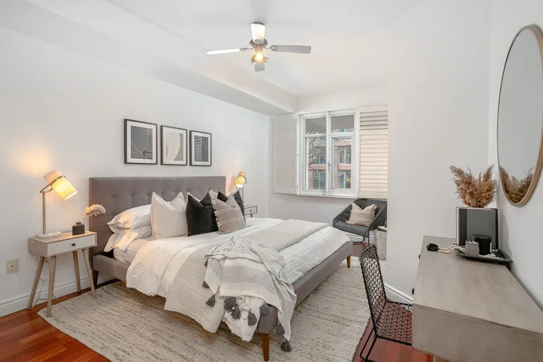 Bedroom after staging and lighting