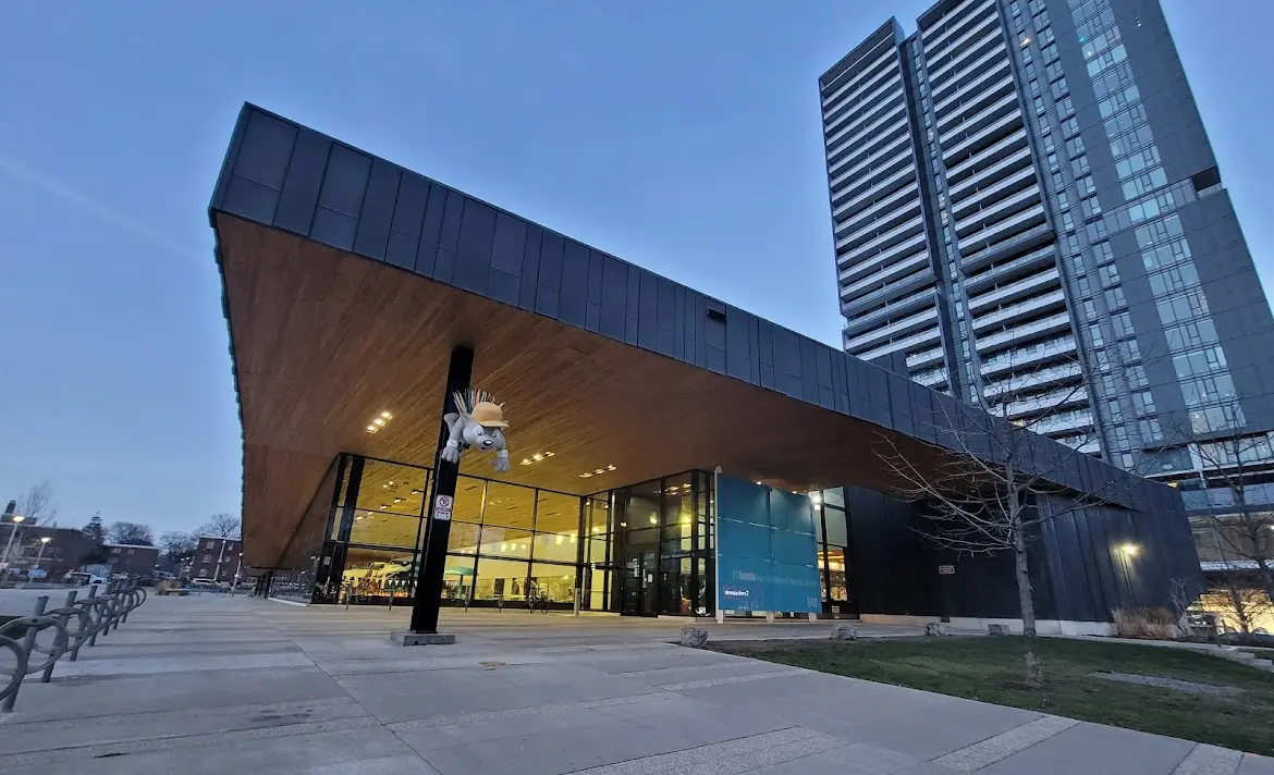 The Regent Park (Pam McConnell) Aquatic Centre from the street