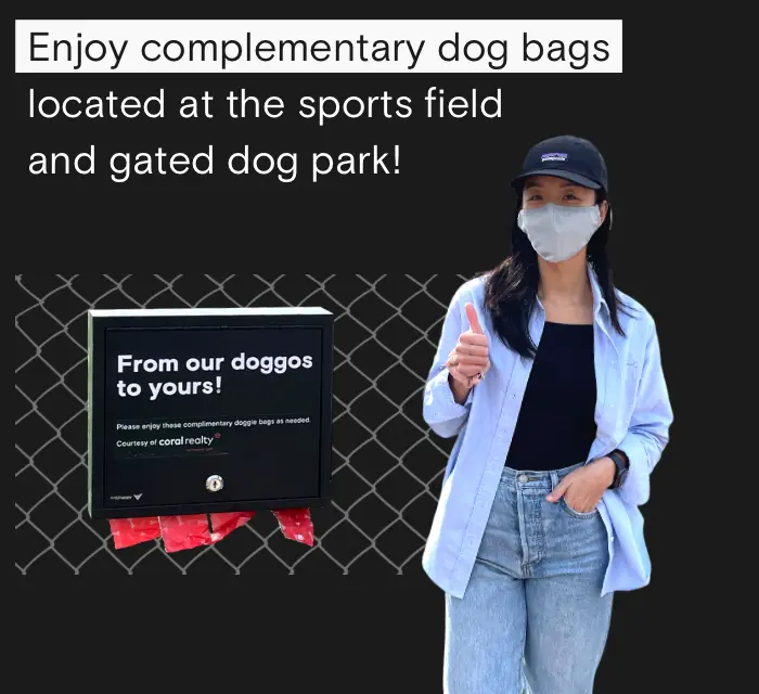 Jenny at one of Coral's free dog-bag stations in Regent Park